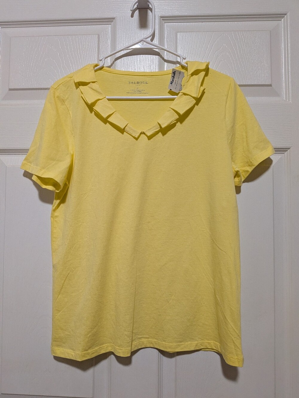 New Talbots Yellow Ruffle Neck T-Shirt Medium